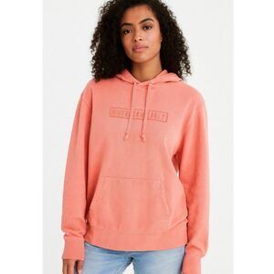 American Eagle Embroidered Hoodie Womens Size S Y2k Pink Mauve Soft Comfycore